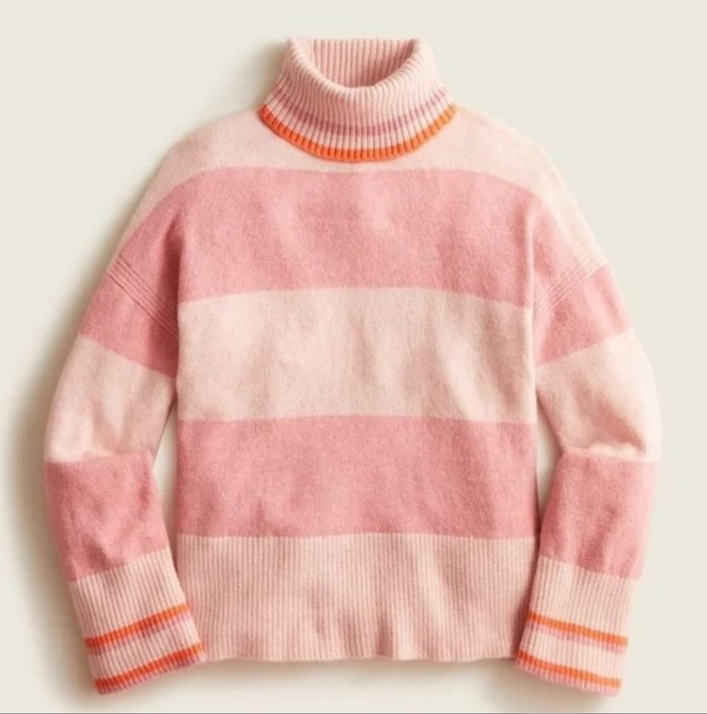 J.Crew Wide Rugby Striped Alpaca Blend Turtleneck Sweater‎